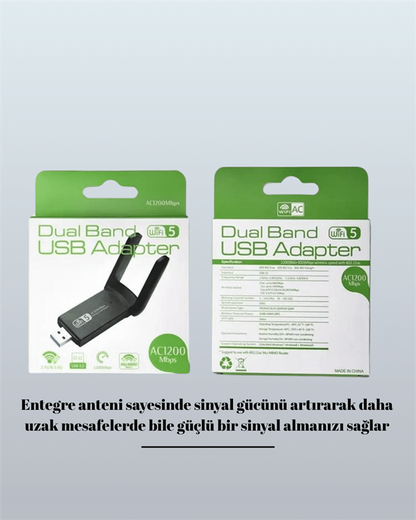 Tak-Çalıştır Özellikli Çift Bant WiFi Adaptör – 1200 Mbps
