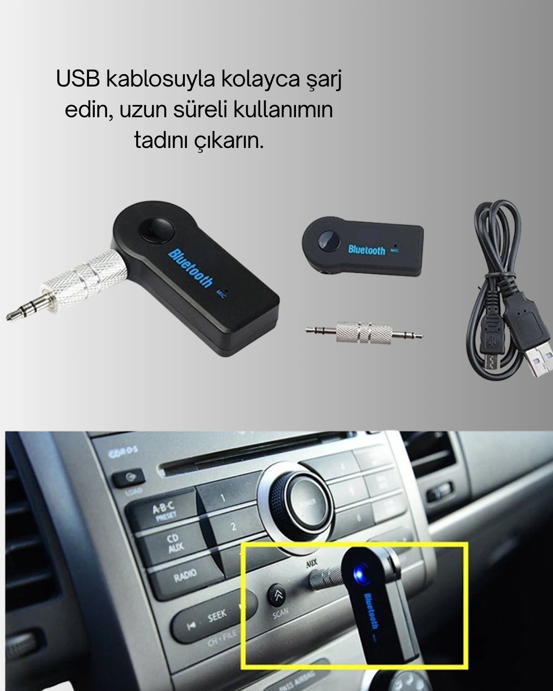 Taşınabilir Bluetooth Aux Araç Müzik Ve Konuşma Kiti