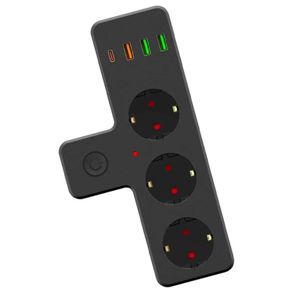 Termal Akım Korumalı 3 Adet Soket,3 Adet USB ve 1 Adet Type-C Girişli 20w Priz Model 3397 (5643)