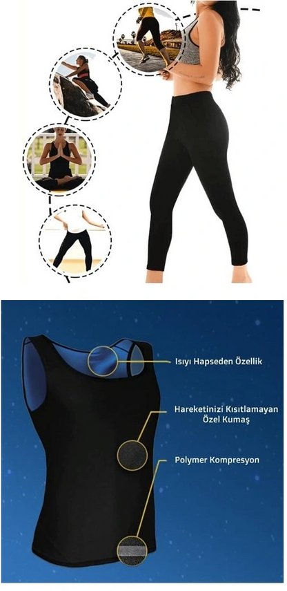 Termal Sauna Tayt + Atlet Takım (L) Neotex Terletme Takımı