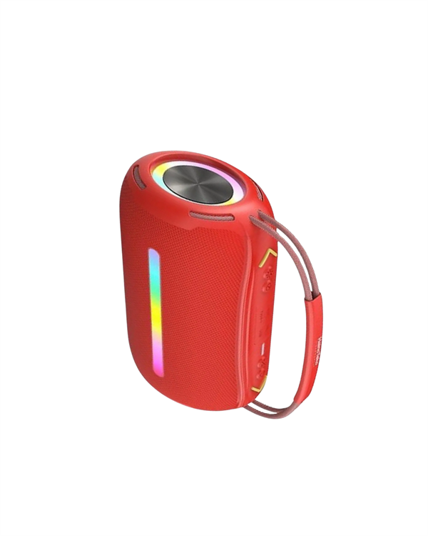 360 RGB LED'li Taşınabilir Bluetooth Hoparlör – Kırmızı, USB/TF Destekli