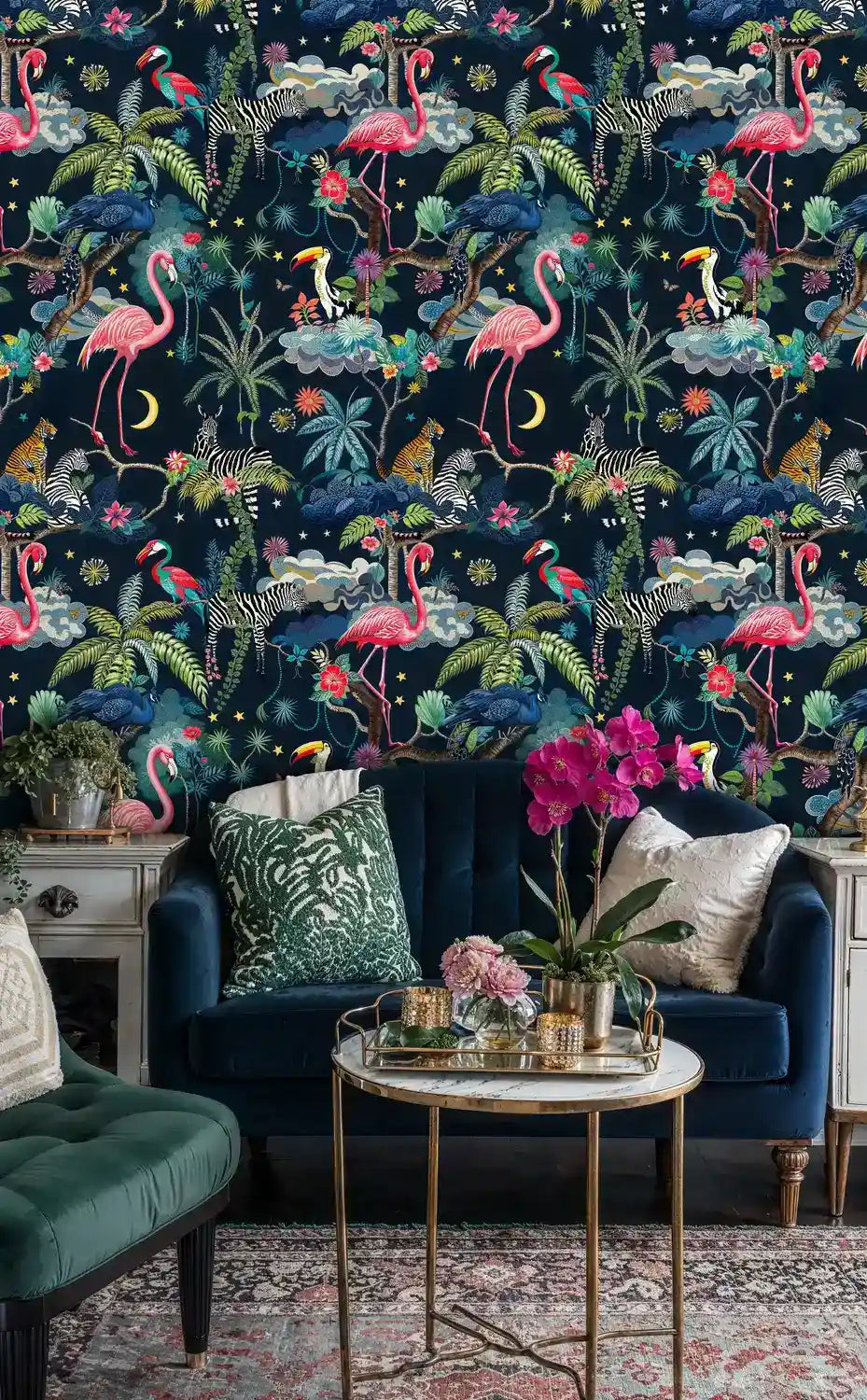 Midnight Tropical Safari Wallpaper
