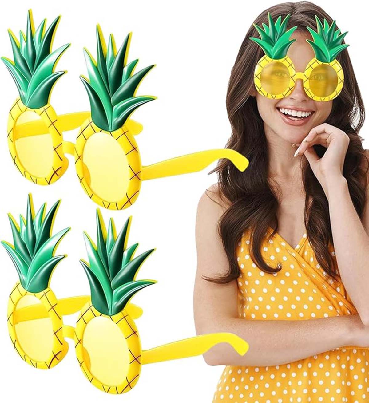 Tropikal Hawaii Ananas Şekilli Parti Gözlüğü 9.5 x 14 cm (5643)