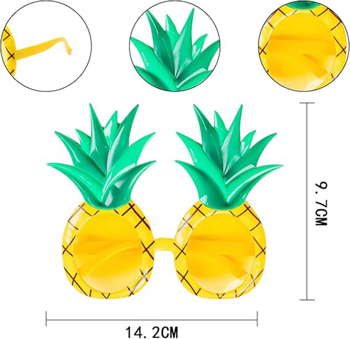 Tropikal Hawaii Ananas Şekilli Parti Gözlüğü 9.5 x 14 cm (5643)
