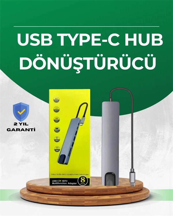 Type‑c Dönüştürücü – 2×usb3.0, Sd/ms, 4k Hdmı & Rj45 İle Profesyonel Kullanım