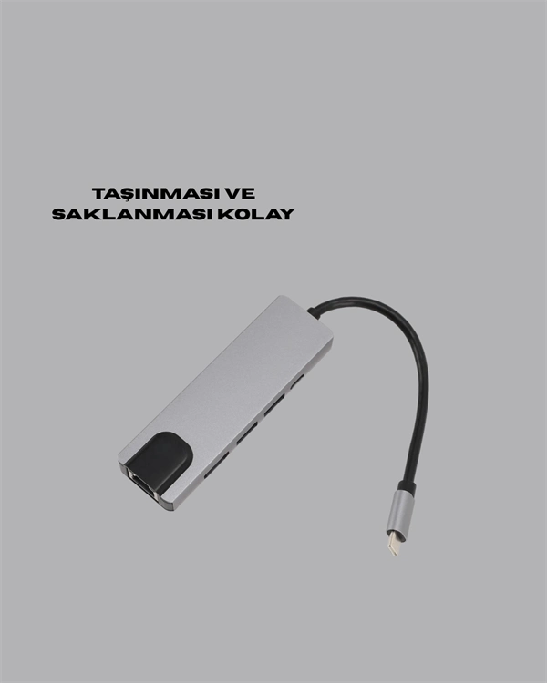 Type‑c Dönüştürücü – 2×usb3.0, Sd/ms, 4k Hdmı & Rj45 İle Profesyonel Kullanım