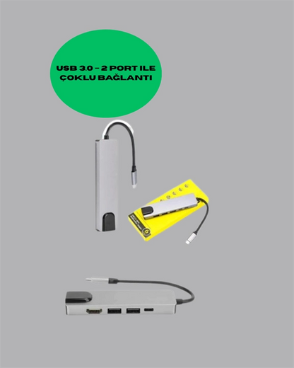 Type‑c Dönüştürücü – 2×usb3.0, Sd/ms, 4k Hdmı & Rj45 İle Profesyonel Kullanım