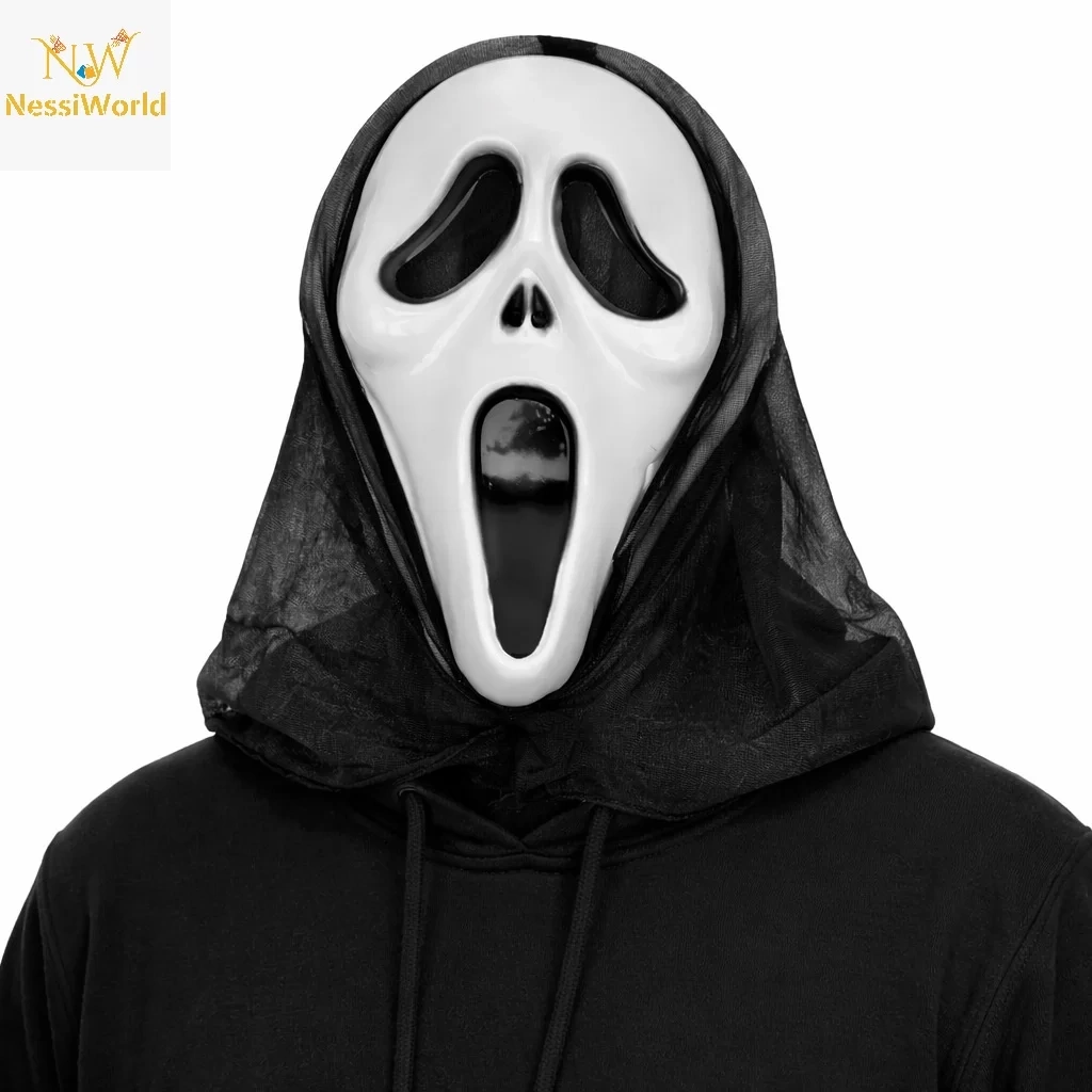 Kapşonlu Çığlık Maskesi Scream Maskesi - Hayalet Maskesi 33x21 Cm