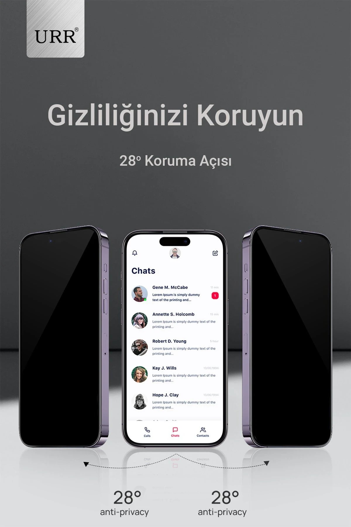URR Apple iPhone 15 Pro 3D Privacy Resin Edge Cam Ekran Koruyucu - Siyah