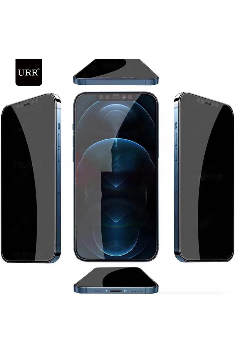 URR Apple iPhone 15 Pro Max 4 Way Anti Spy 360 Privacy Cam Ekran Koruyucu - Siyah