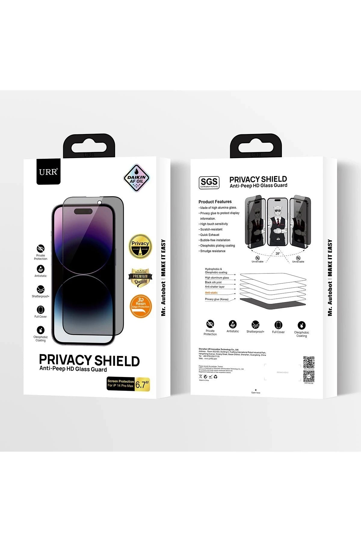 URR Apple iPhone 16 Pro 3D Privacy Resin Edge Cam Ekran Koruyucu - Siyah