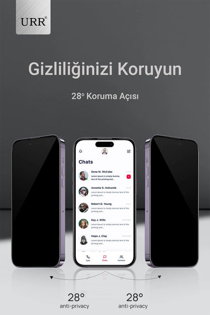 URR Apple iPhone 16 Pro 3D Privacy Resin Edge Cam Ekran Koruyucu - Siyah