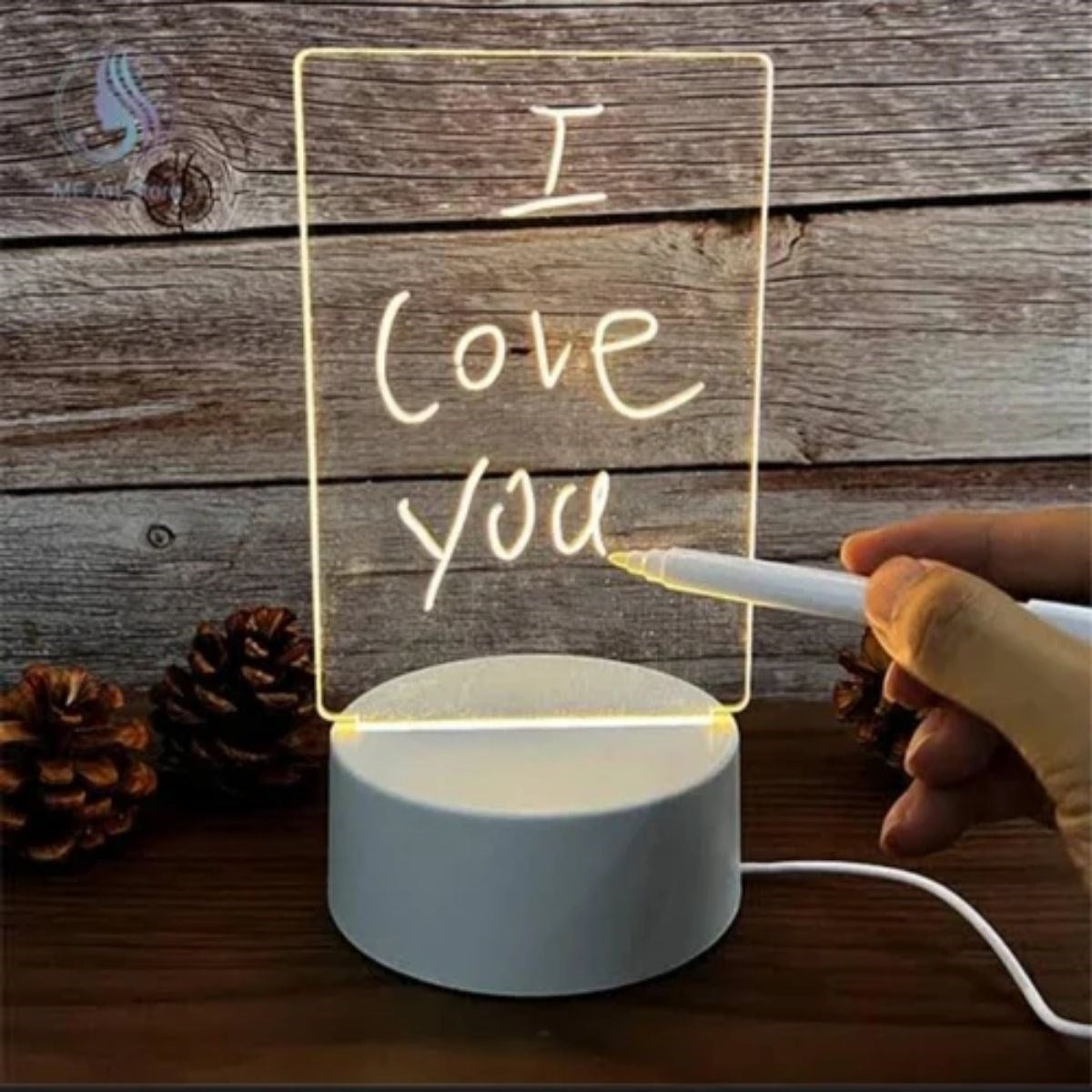 USB Kablolu Işıklı Kendiliğinden Beyaz Kalemli-Silgili Kreatif 3D Görselleştirme LED Lambası (5643)