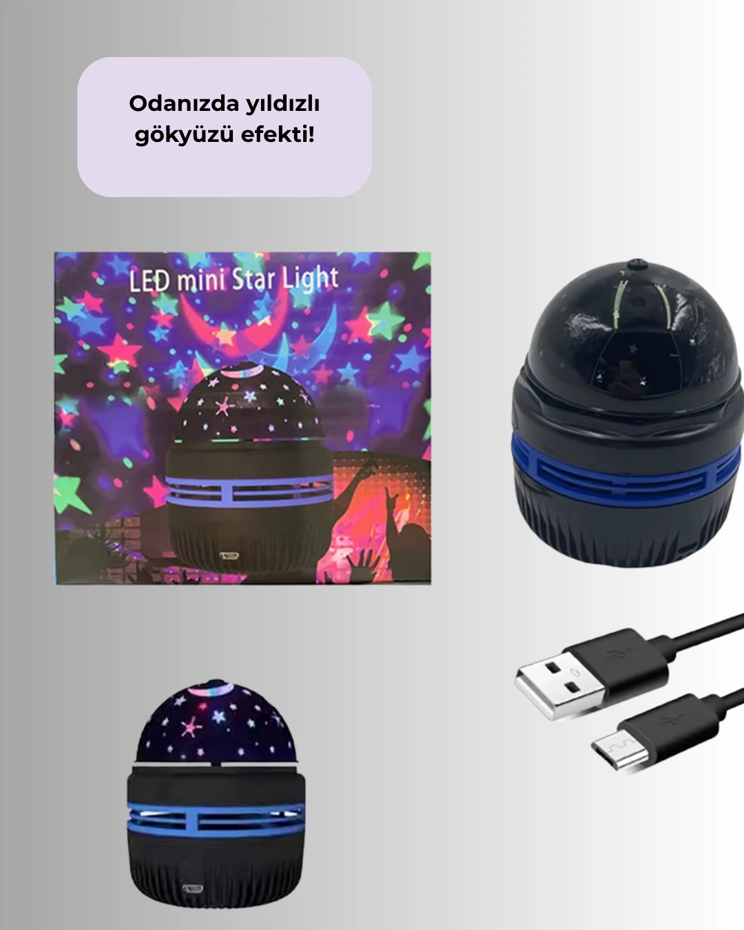 Usb’li Yıldız Projektör Lamba – Döner Galaxy Işık Şovu, Çocuk Ve Yetişkin Uyku Lambası