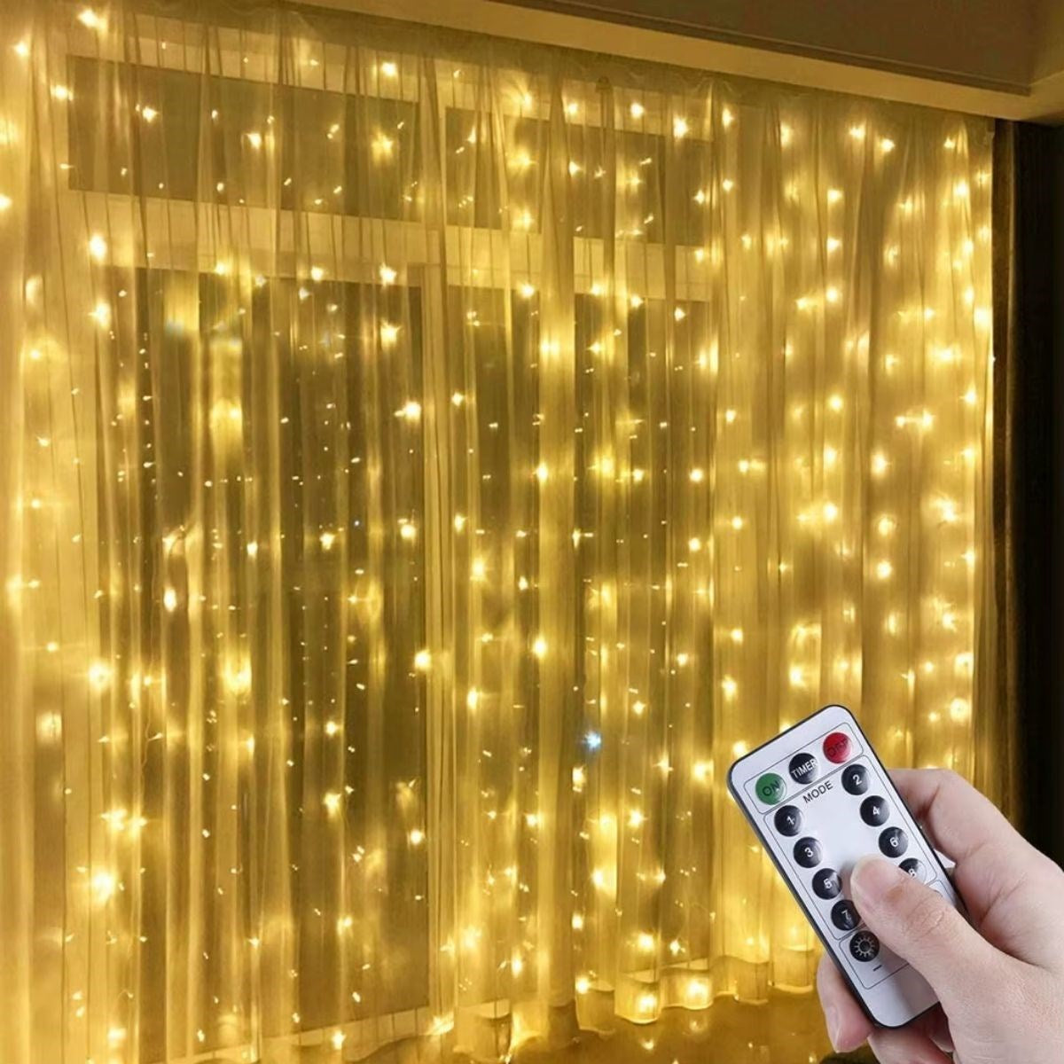 Uzaktan Kumandalı LED Perdeye Takılabilen Kancalı Işık Usb 3x3 Metre Peri Perde LED (5643)