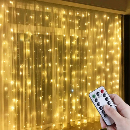 Uzaktan Kumandalı LED Perdeye Takılabilen Kancalı Işık Usb 3x3 Metre Peri Perde LED (5643)