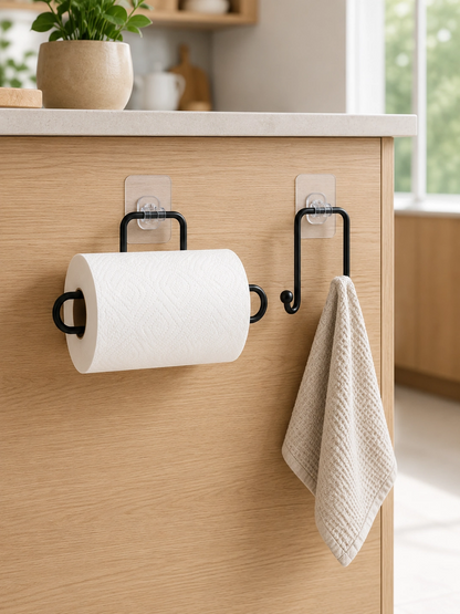 Vidasız Banyo Seti Yapışkanlı Tuvalet Kağıdı Tutucu Ve Havlu Askısı 2’li Set