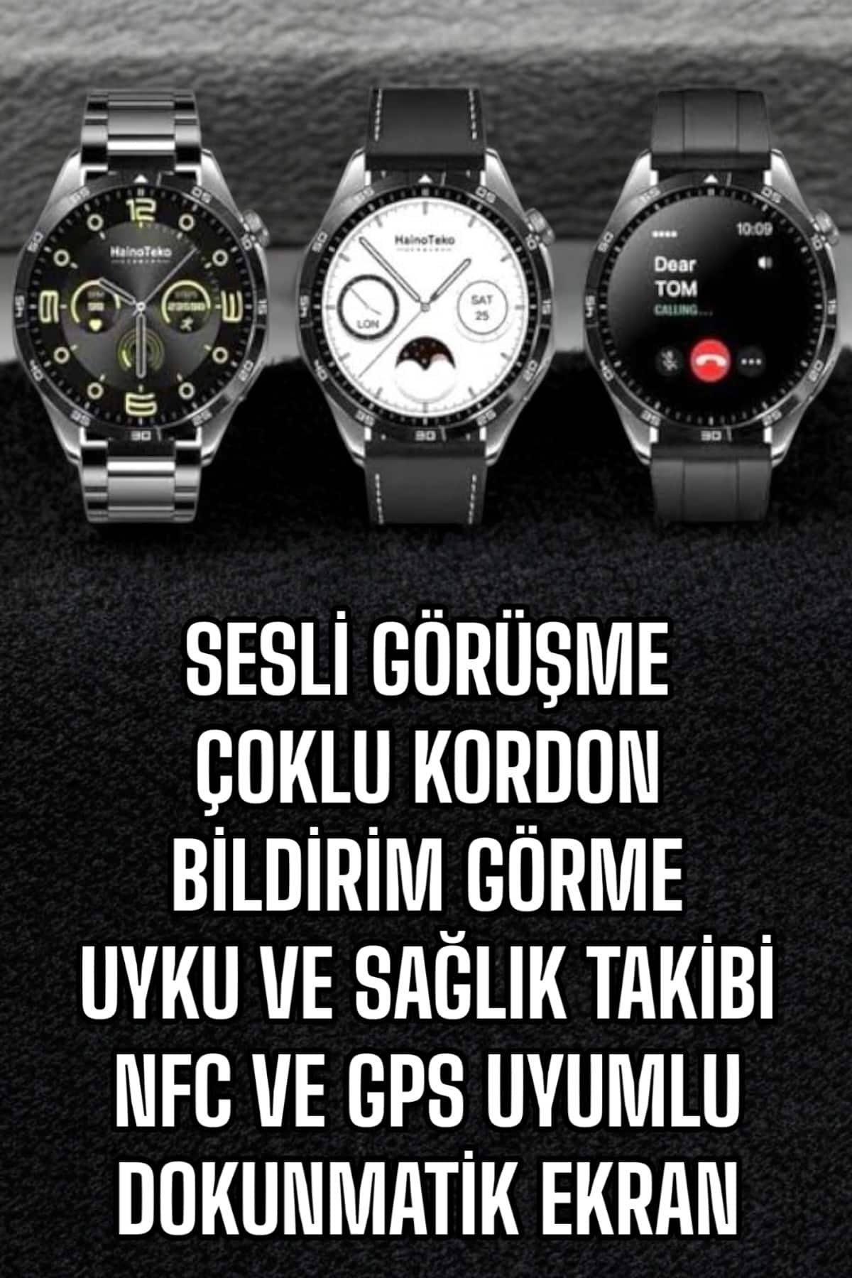 Akıllı Saat Titreşimli Pusula Nabız ve Tansiyon Ölçer NFC Uyumlu