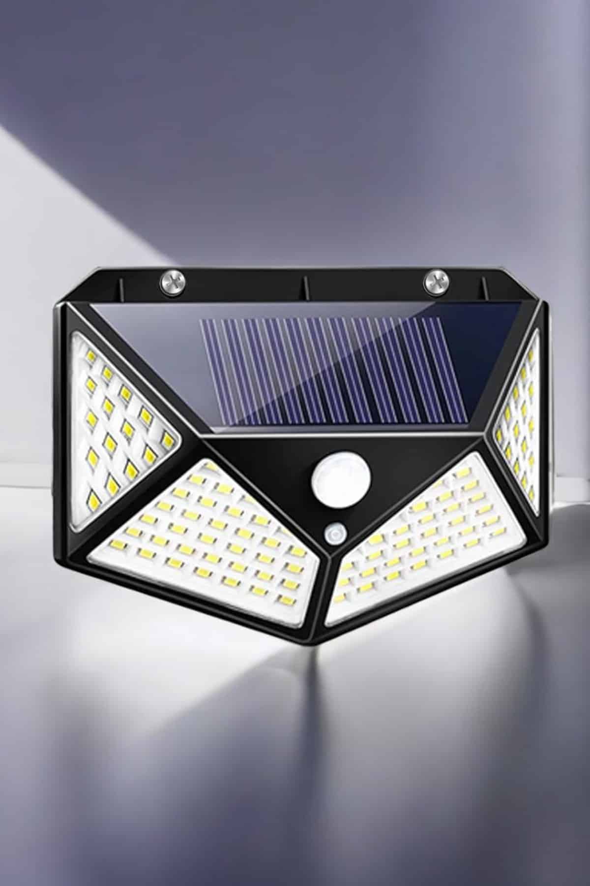 Güneş Enerjili Bahçe Aydınlatma Lambası Solar 100 Led Lamba