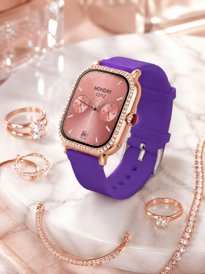 3 Kordonlu Rose Gold Kasalı Kadın Akıllı Saat Seti