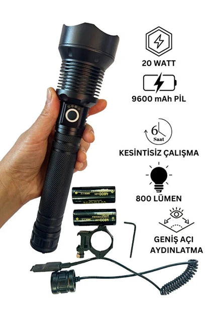 Wison WS-5412 Tüfek Feneri, Geniş Açı Avcı El Feneri 20 Watt (5643)