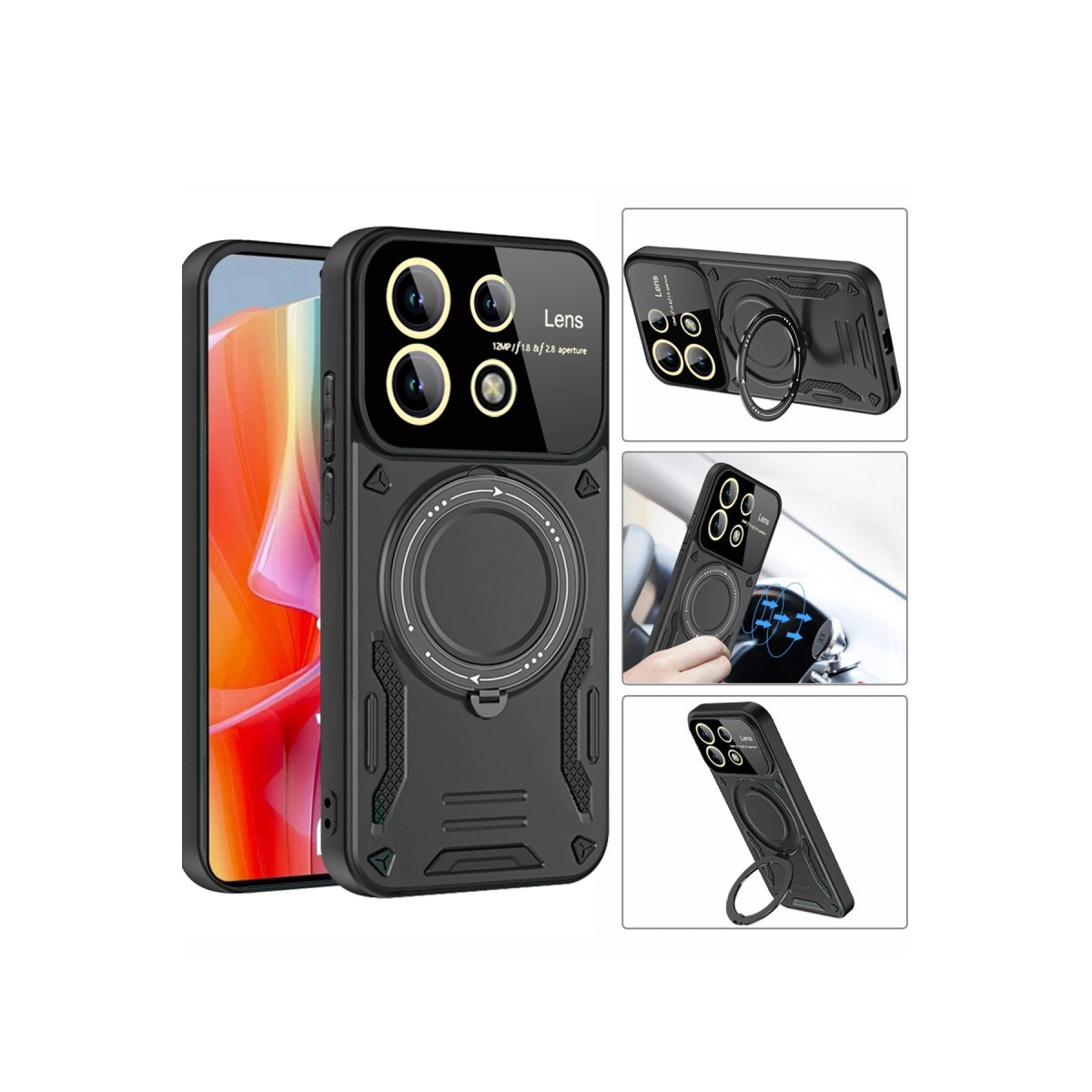 Xiaomi Redmi Note 13 Pro 5g Kılıf Joy Lens Standlı Kapak - Lacivert