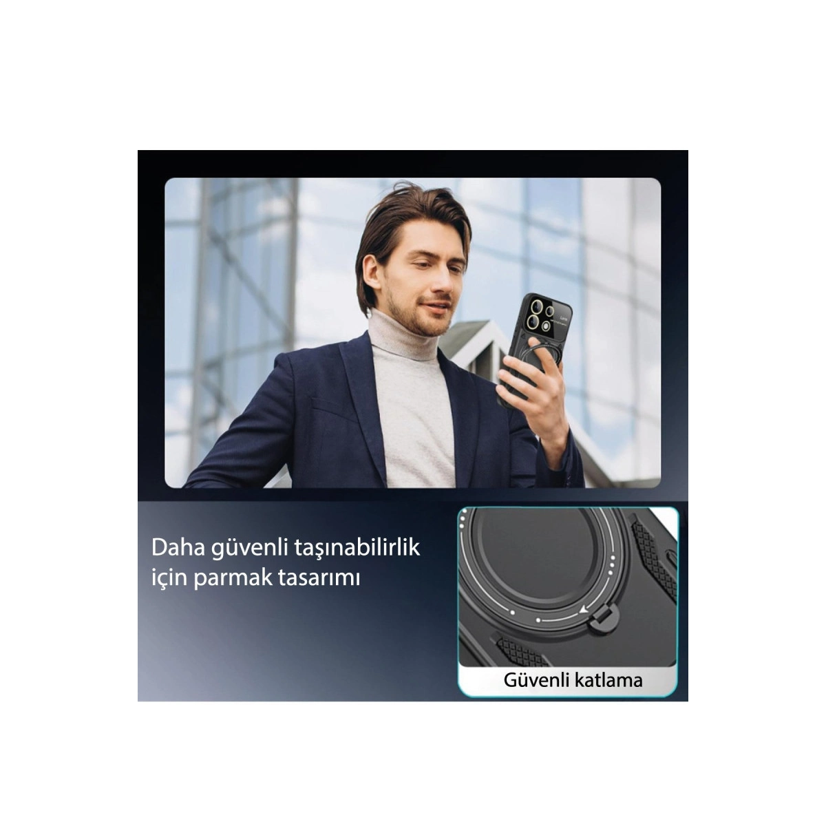 Xiaomi Redmi Note 13 Pro 5g Kılıf Joy Lens Standlı Kapak - Lacivert
