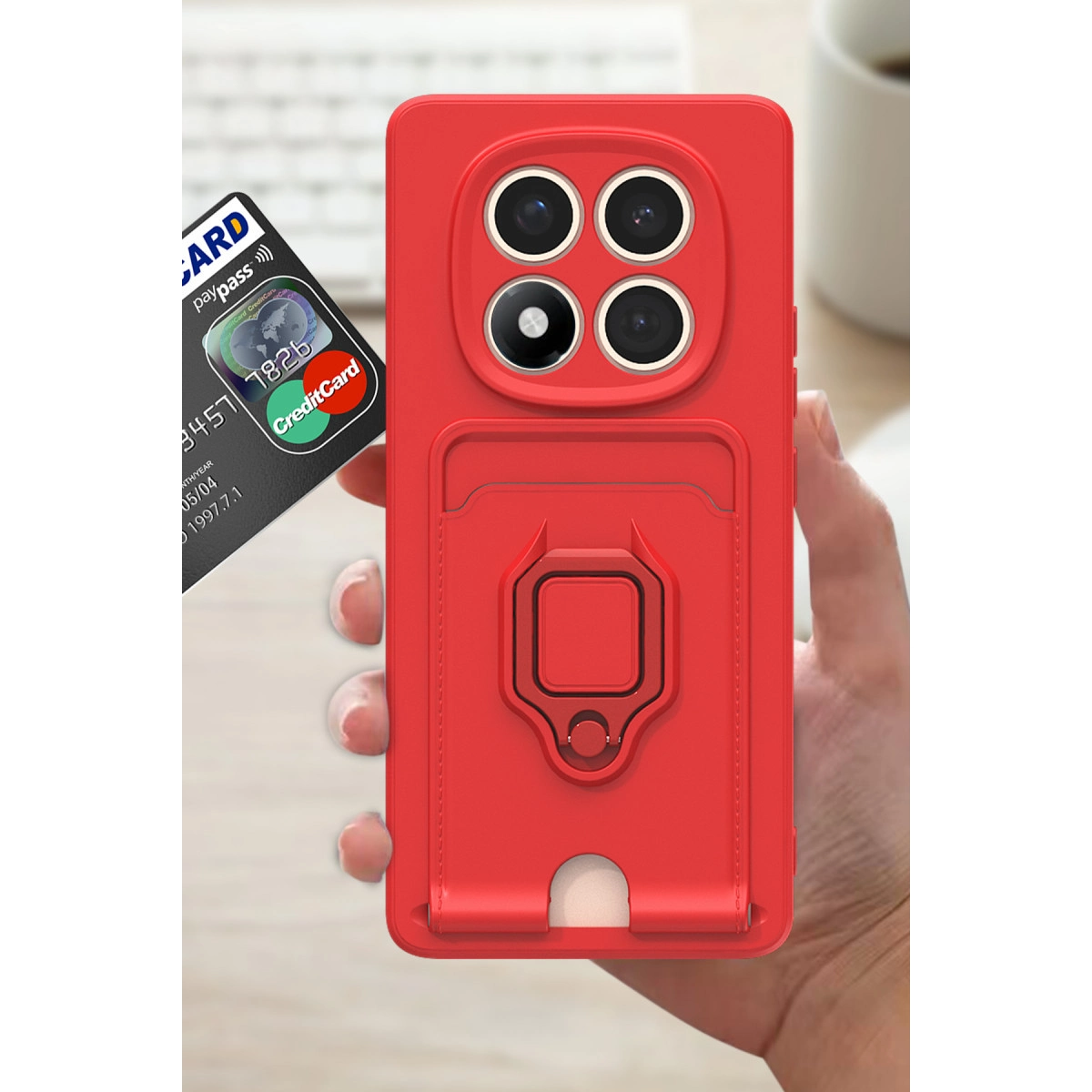 Xiaomi Redmi Note 14 Pro Plus Kılıf Zuma Kartvizitli Yüzüklü Silikon - Siyah