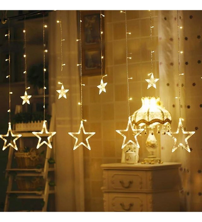 Yıldız Sarkıtlı Perde Led Aydınlatma - 3m Genişlik, 8 Modlu, Günışığı Renk,ev Süsleme Işığı