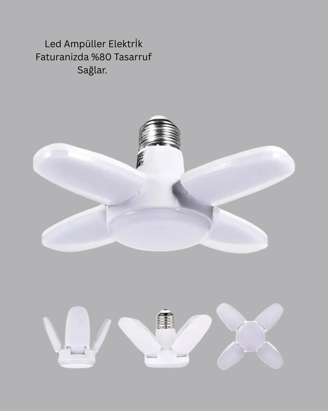 Yüksek Işık Güçlü Led Ampül 4 Kollu Katlanır Pervane Tasarım